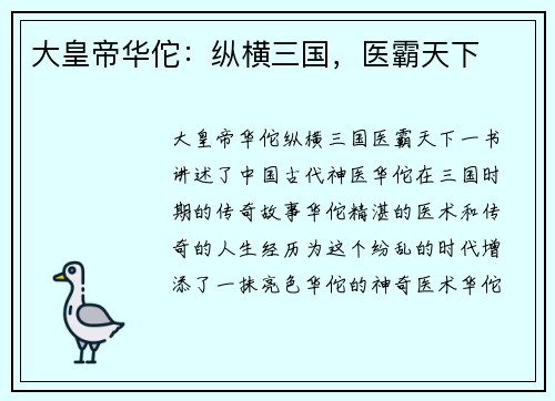 大皇帝华佗：纵横三国，医霸天下